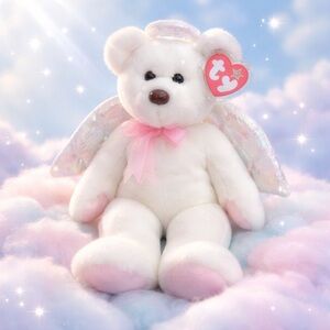 Vintage Large Ty Beanie Buddies "Halo" Retired Angel Bear